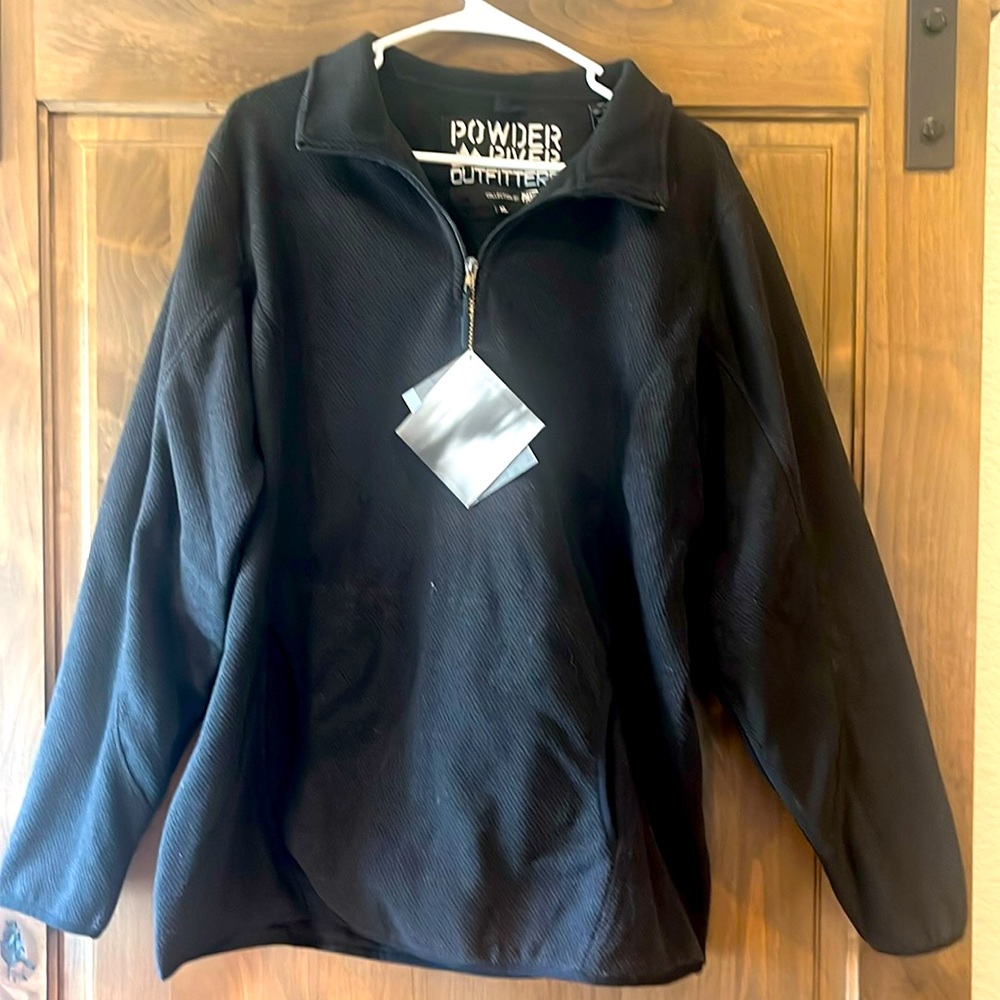 NWT, Powder River Oufitters, black 1/4 zip pullover with pockets, size XL